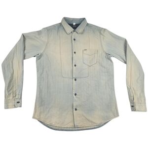 Diesel Denim Button-Up Shirt Mens Size XL Blue Distressed